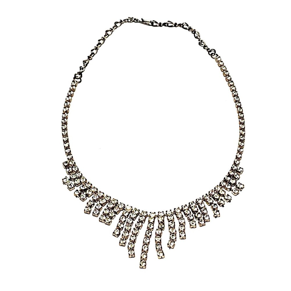 Vintage clear rhinestone waterfall necklace